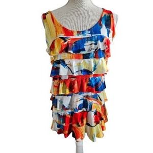 Melly Small Artsy Bright Multicolor Sleeveless Shirt Fit & Flare Made In Turkey